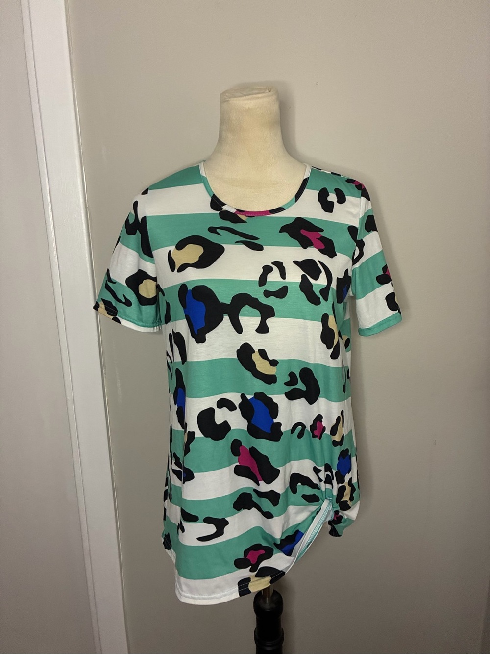 Southern Stitch Striped Cheetah Top